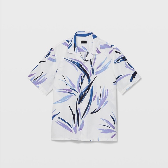 Club Monaco Leaf Print Camp Collar Shirt - Picture 4 of 6